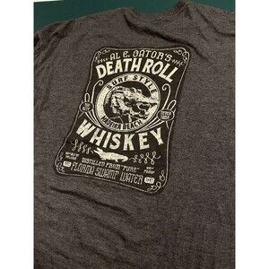 Men’s Death Roll Whiskey Madeira Beach Surf Style T-Shirt LARGE Gray Alligator